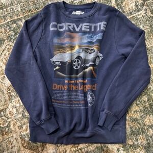 Chevrolet Corvette Drive the Legend Graphic Sweatshirt Navy Blue Mens Medium